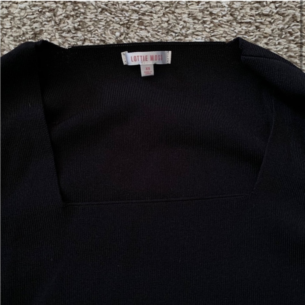 Lottie Moss Ribbed Square Neck Crop Top - Picture 3 of 6